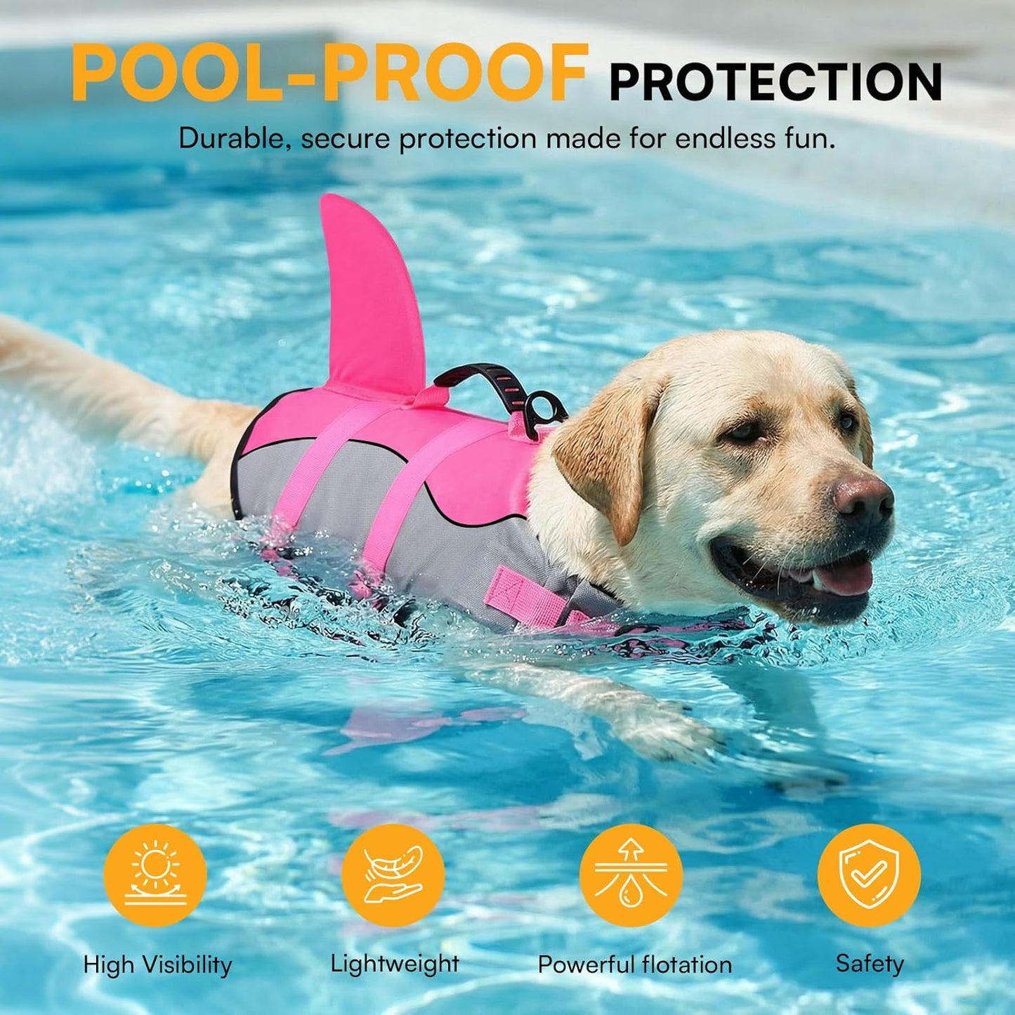 Dog Life Jacket, Cute Shark Dog Life Vest for Swimming & Boating | Dachshund Life Jacket Adjustable Jacket with Leash Ring & High Buoyancy & Durable Rescue Handle for Small Dogs Pink Shark XS