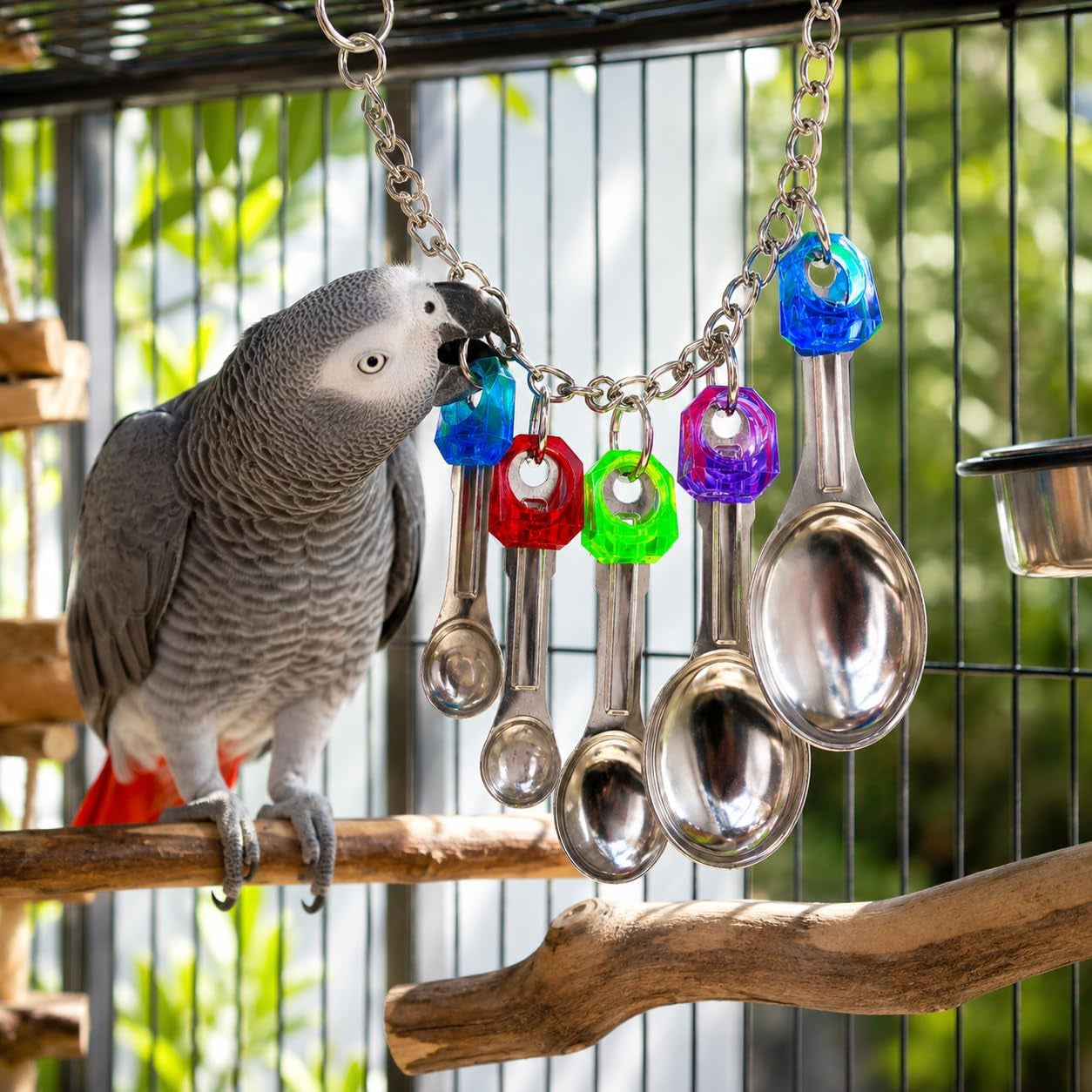 1969 Spoon Delight Bird Toy Parrot Cage Toys Cages African Grey Amazon Conure