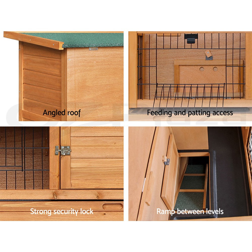 I.Pet Rabbit Hutch Chicken Coop Large Wooden House Run Cage Pet Hutch Bunny