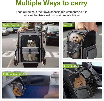 Cat Backpack Carrier Expandable Pet Carrier Backpack for Small Dogs Medium Cats Fit up to 18 Lbs, Dog Backpack Carrier, Foldable Puppy Backpack Carrier for Travel, Hiking, Outdoor Use