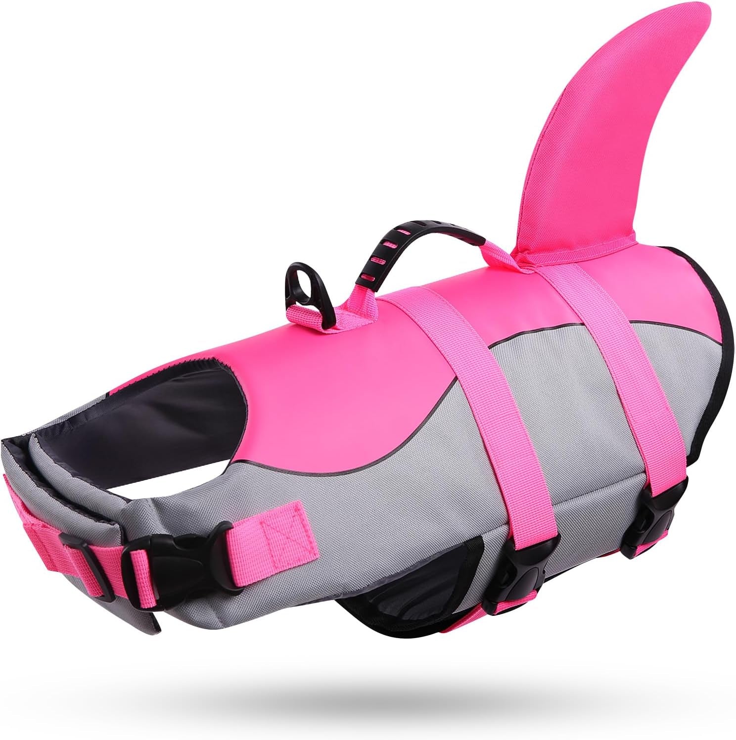 Dog Life Jacket, Cute Shark Dog Life Vest for Swimming & Boating | Dachshund Life Jacket Adjustable Jacket with Leash Ring & High Buoyancy & Durable Rescue Handle for Small Dogs Pink Shark XS