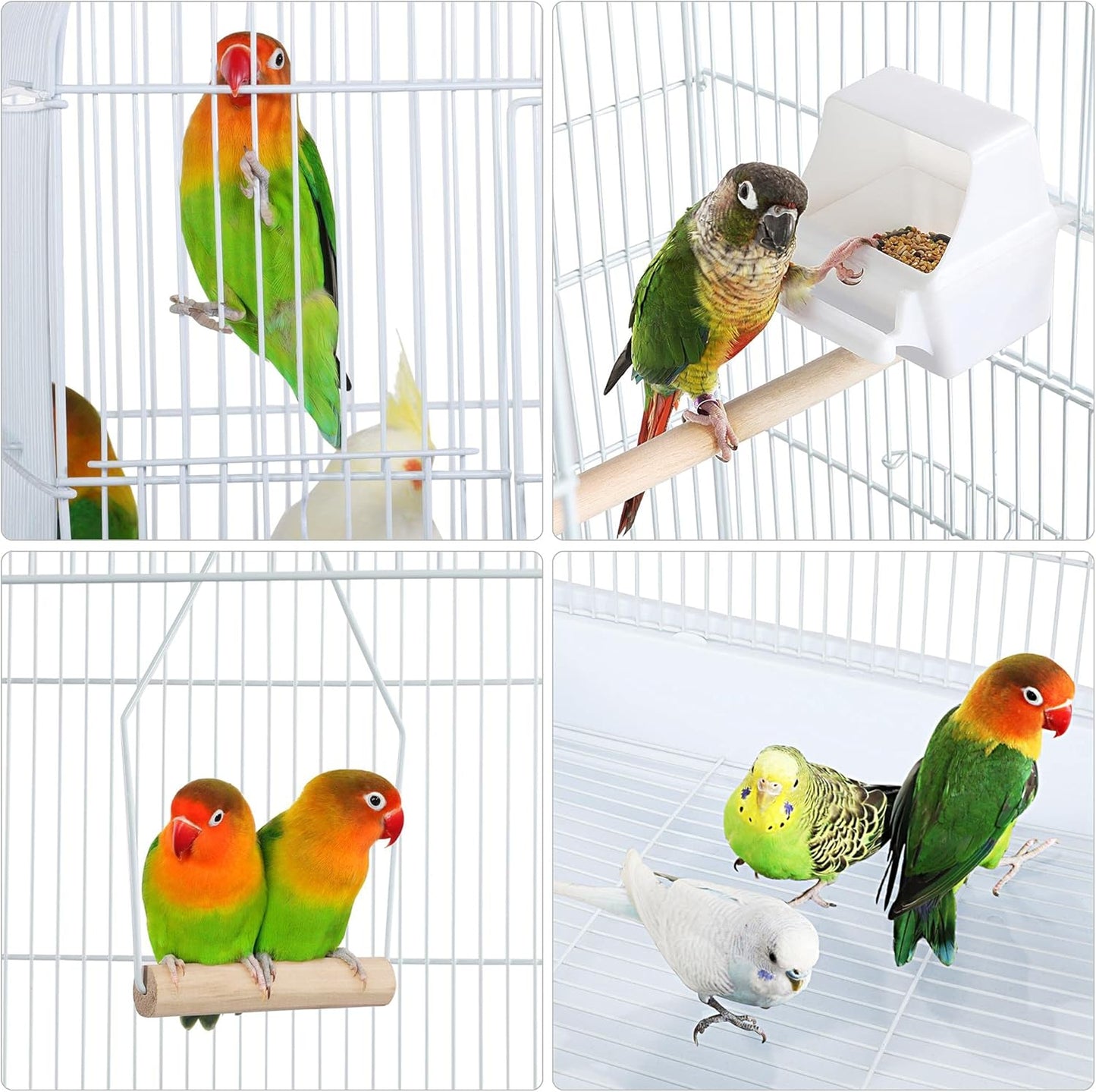 Yaheetech 64'' Open Top Bird Cage for Parakeets, Lovebirds, Finches | Detachable Rolling Stand, Easy Cleaning Slide-Out Tray, Feeder Doors, 1 Swing, 4 Perches, 4 Feeders, Indoor Outdoor Use