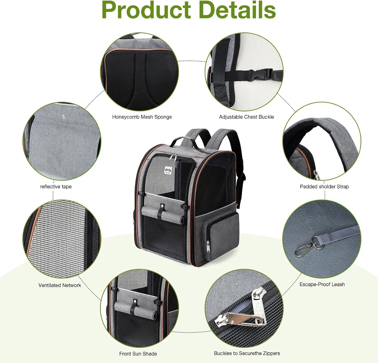 Cat Backpack Carrier Expandable Pet Carrier Backpack for Small Dogs Medium Cats Fit up to 18 Lbs, Dog Backpack Carrier, Foldable Puppy Backpack Carrier for Travel, Hiking, Outdoor Use