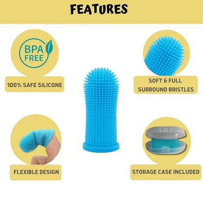 Super Soft Silicone Finger Toothbrush for Dogs and Cats - Nontoxic Teeth Cleaning and Breath Care Tool
