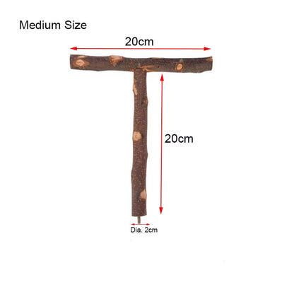 Natural Wood Pet Parrot Raw Wood Fork Tree Branch Stand Rack Squirrel Bird Hamster Branch Perches Chew Bite Toys Stick