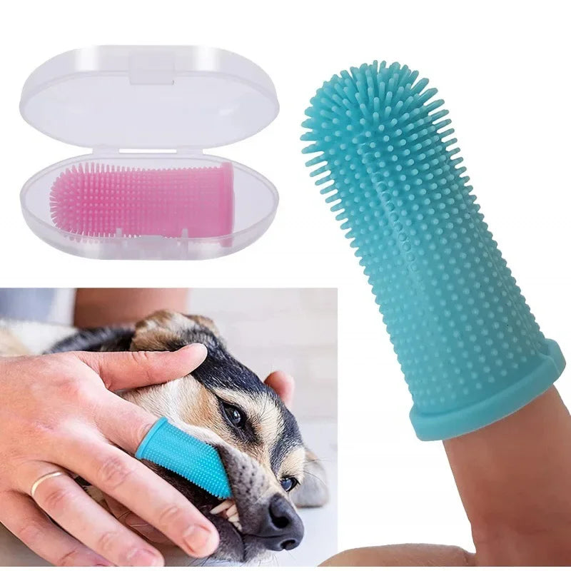 Super Soft Silicone Finger Toothbrush for Dogs and Cats - Nontoxic Teeth Cleaning and Breath Care Tool