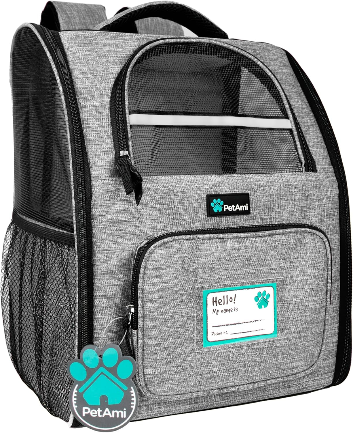 Deluxe Pet Carrier Backpack for Small Cats and Dogs, Puppies | Ventilated Design, Two-Sided Entry, Safety Features and Cushion Back Support | for Travel, Hiking, Outdoor Use (Heather Gray)