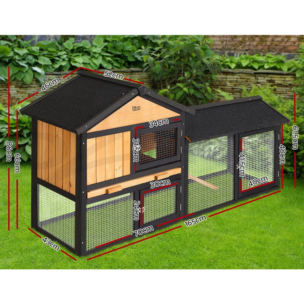 I.Pet Chicken Coop Rabbit Hutch Extra Large Run House Cage Wooden Bunny Outdoor
