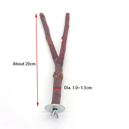 Natural Wood Pet Parrot Raw Wood Fork Tree Branch Stand Rack Squirrel Bird Hamster Branch Perches Chew Bite Toys Stick