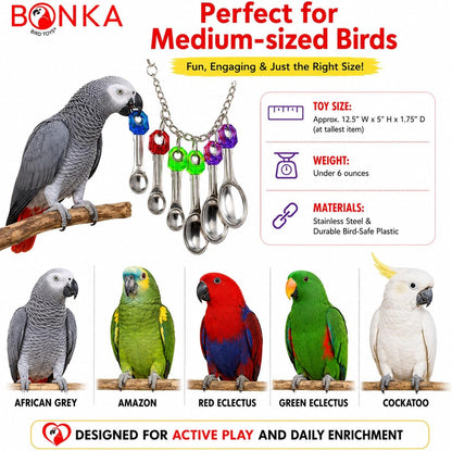 1969 Spoon Delight Bird Toy Parrot Cage Toys Cages African Grey Amazon Conure