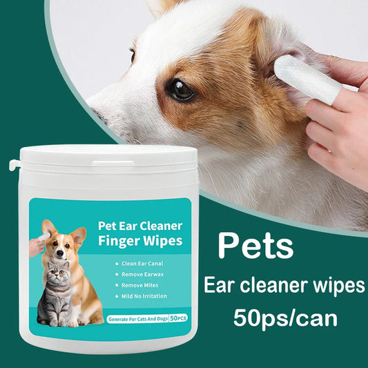 Pet Ear Cleaning Wipes for Cats and Dogs - Gentle Ear Care and Mite Removal Fingertips