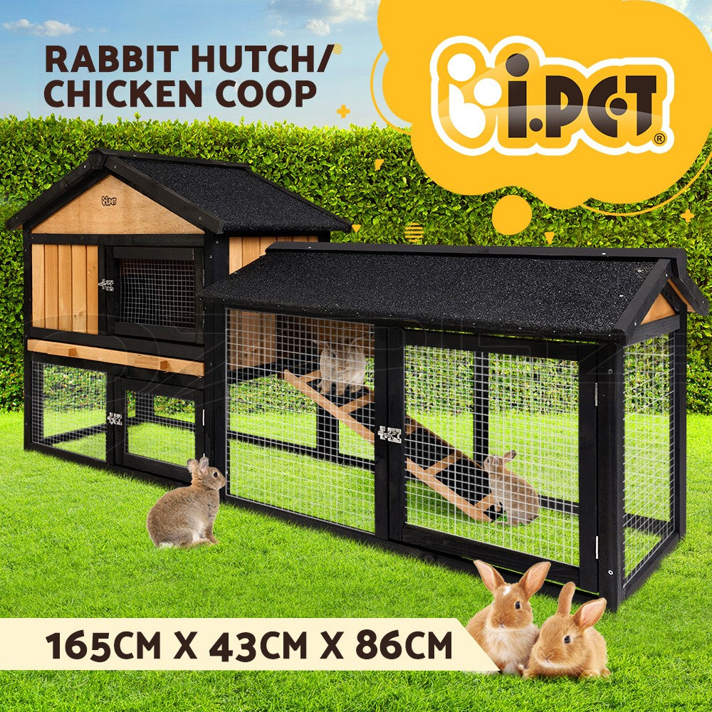I.Pet Chicken Coop Rabbit Hutch Extra Large Run House Cage Wooden Bunny Outdoor