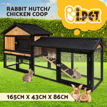 I.Pet Chicken Coop Rabbit Hutch Extra Large Run House Cage Wooden Bunny Outdoor