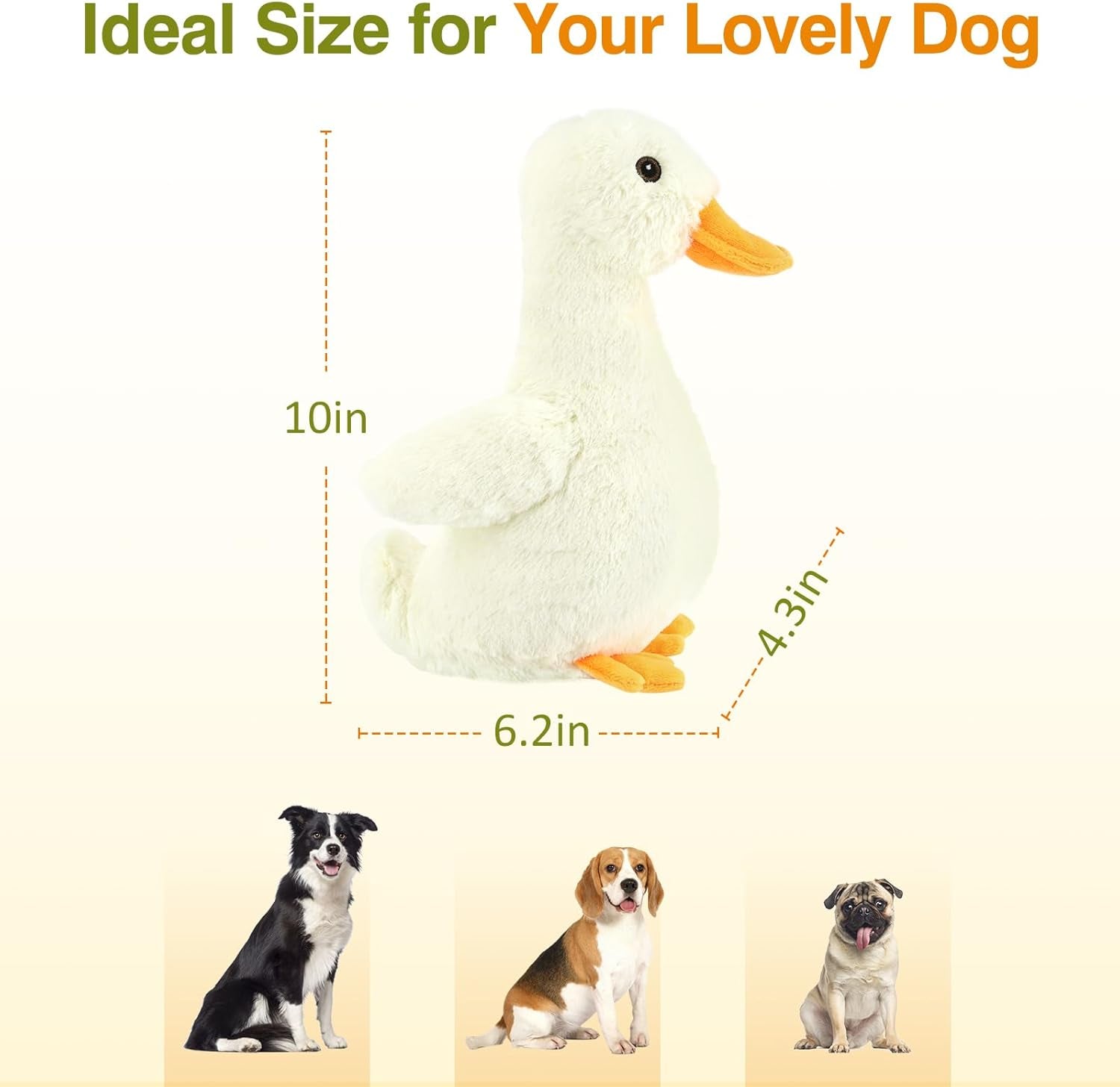 Squeak Plush Duck Dog Toy, Large 12'' Soft Stuffed Duck Pet Toys | Crinkle Paper Rattle Pet Biting Training Chew Toys Non-Toxic Plush Doll for Pets Dogs, Light Yellow/Orange