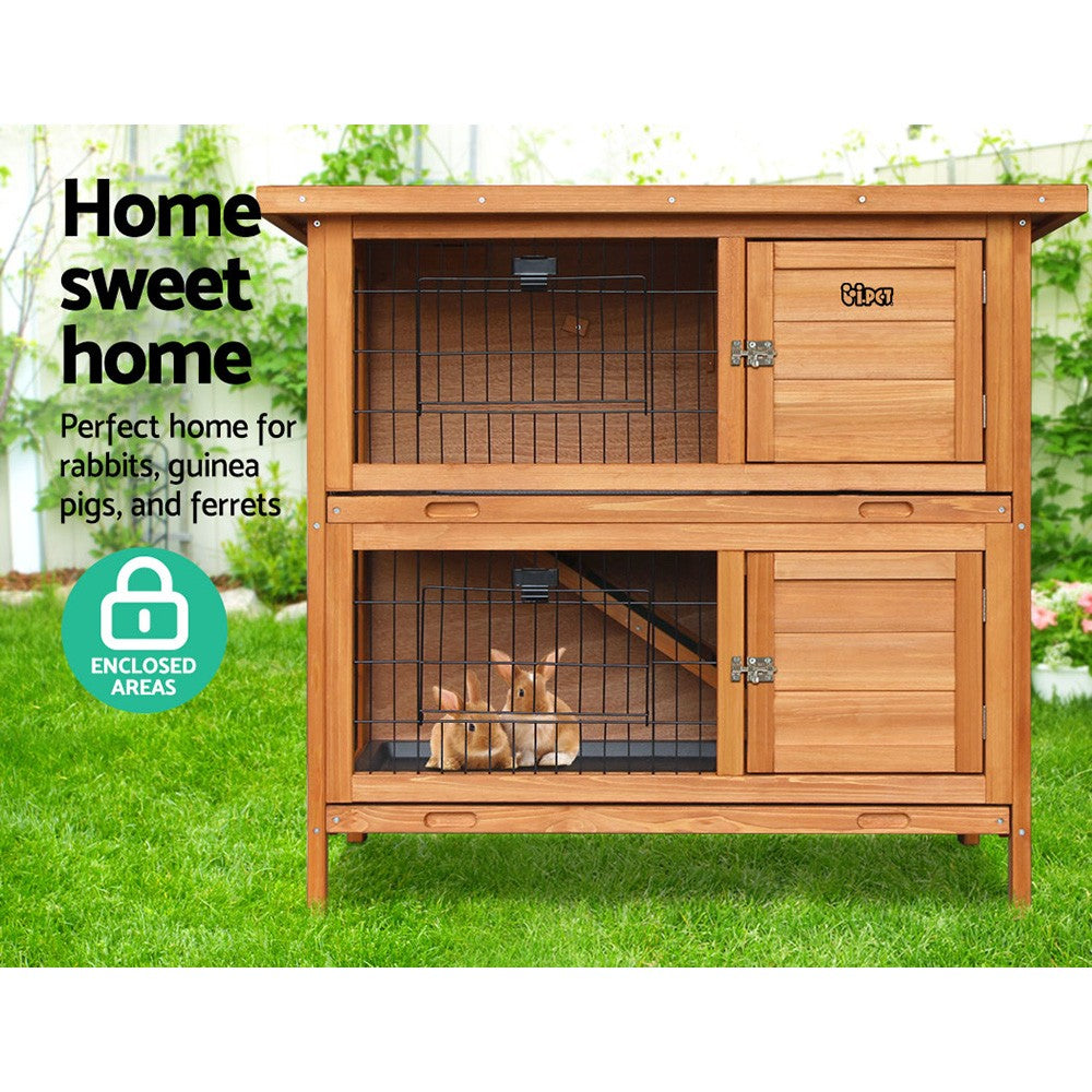 I.Pet Rabbit Hutch Chicken Coop Large Wooden House Run Cage Pet Hutch Bunny