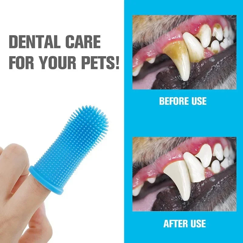 Super Soft Silicone Finger Toothbrush for Dogs and Cats - Nontoxic Teeth Cleaning and Breath Care Tool
