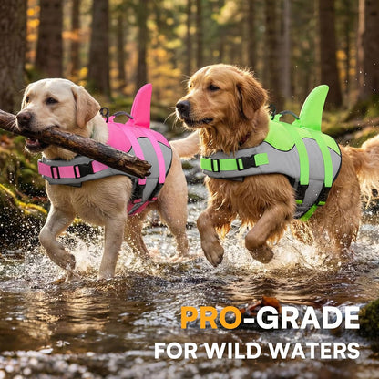 Dog Life Jacket, Cute Shark Dog Life Vest for Swimming & Boating | Dachshund Life Jacket Adjustable Jacket with Leash Ring & High Buoyancy & Durable Rescue Handle for Small Dogs Pink Shark XS