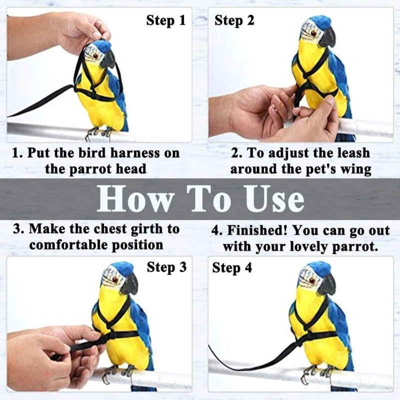 Parrot Bird Harness Leash Adjustable Anti-Bite Training Rope Outdoor Flying Traction Straps Band Dropshipping