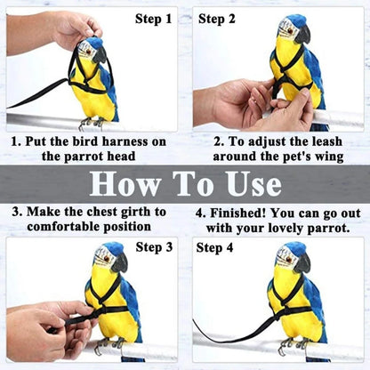 Parrot Bird Harness Leash Adjustable Anti-Bite Training Rope Outdoor Flying Traction Straps Band Dropshipping