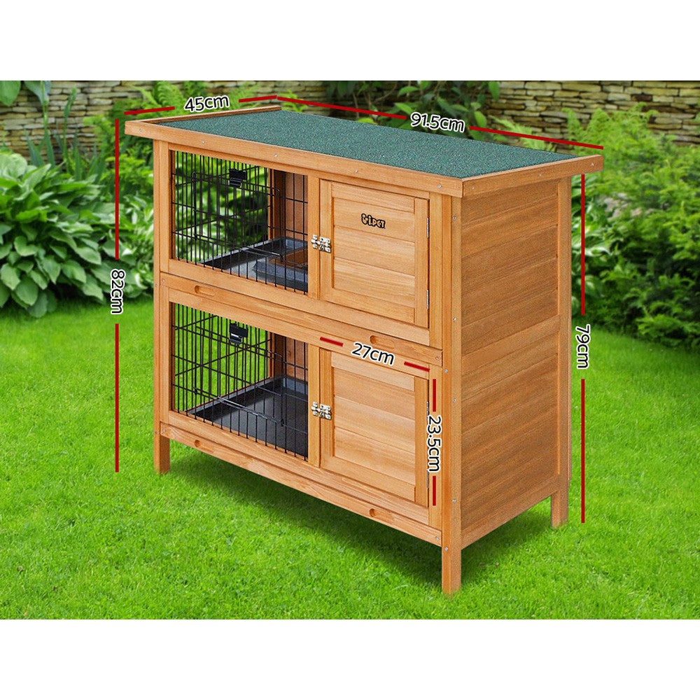 I.Pet Rabbit Hutch Chicken Coop Large Wooden House Run Cage Pet Hutch Bunny