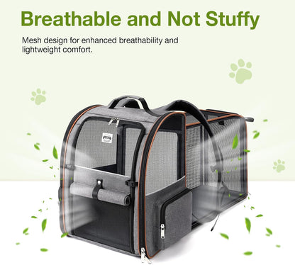 Cat Backpack Carrier Expandable Pet Carrier Backpack for Small Dogs Medium Cats Fit up to 18 Lbs, Dog Backpack Carrier, Foldable Puppy Backpack Carrier for Travel, Hiking, Outdoor Use
