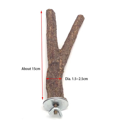 Natural Wood Pet Parrot Raw Wood Fork Tree Branch Stand Rack Squirrel Bird Hamster Branch Perches Chew Bite Toys Stick