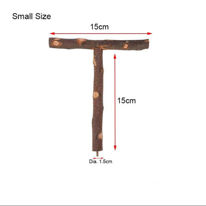 Natural Wood Pet Parrot Raw Wood Fork Tree Branch Stand Rack Squirrel Bird Hamster Branch Perches Chew Bite Toys Stick