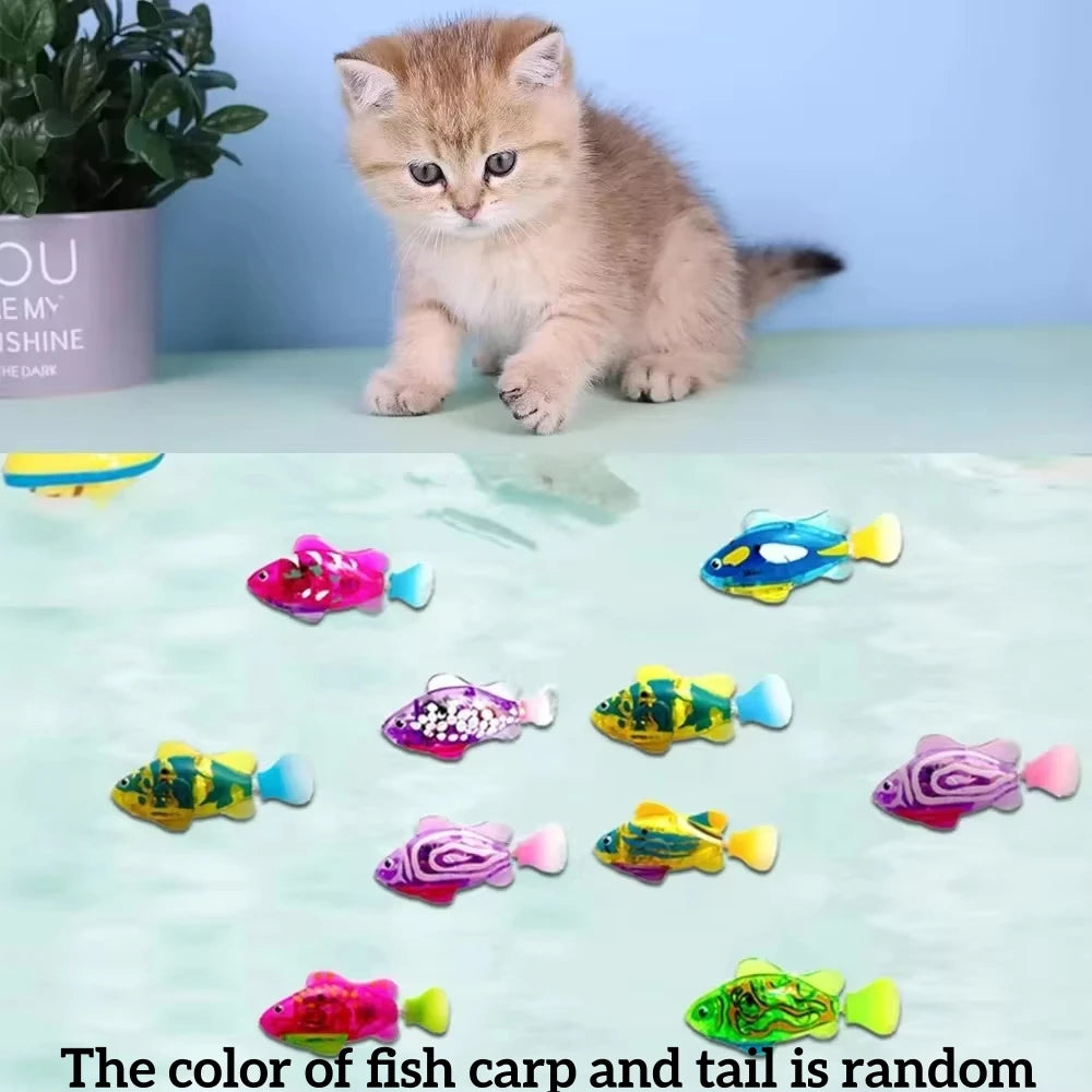 LED Interactive Swimming Robot Fish Toy for Cats - Stimulates Hunting Instincts with Glowing Motion