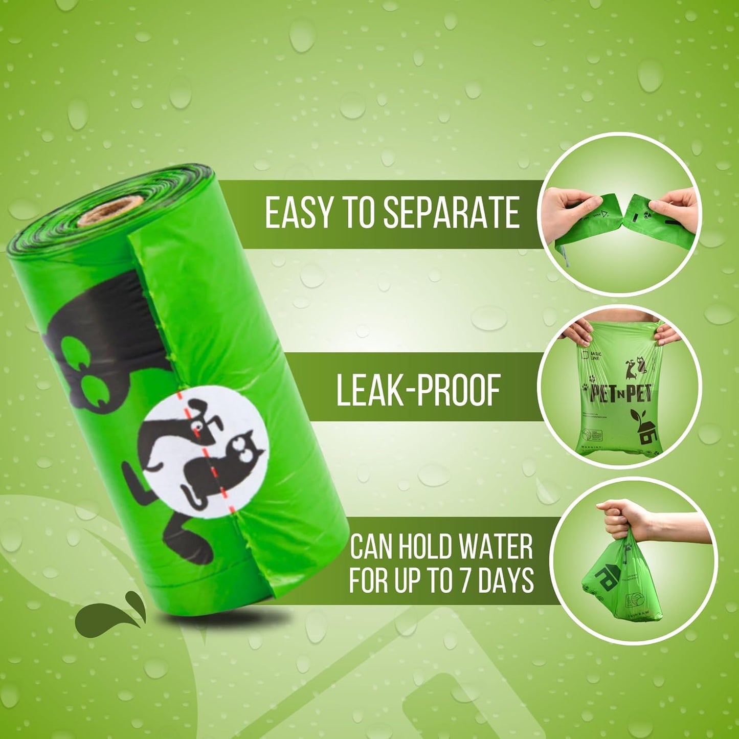 Dog Poop Bags, 1080 Count, 72 Rolls, Unscented, Green | USDA Certified 41% Plant-Based & 59% PE Dog Poo Bags, Leak-Proof 9X13 Bags for Clean and Easy Dog Waste Disposal.