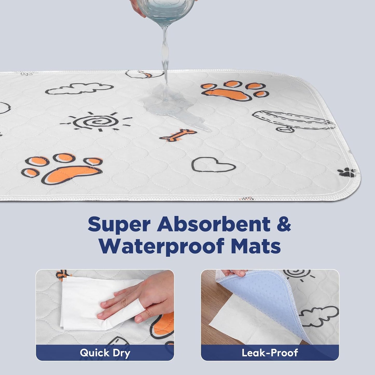 Washable Pee Pads for Dogs, 2 Pack Large 36"X41" Super Absorbent Reusable Training Pads, 100% Waterproof Non-Slip Puppy Whelping Playpen Indoor Mat Pet Supplies | Reusable Dog Training Pads, 100% Waterproof Non-Slip Pee Pads Whelping Pads Dog Playpen Indoor Dog Cage Pads Dog Mat