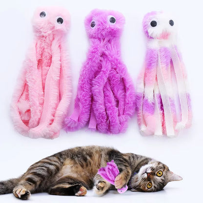 Cat Toy Cute Octopus Plush Toy Bite Resistant Teeth Interactive Play Pet Supplies