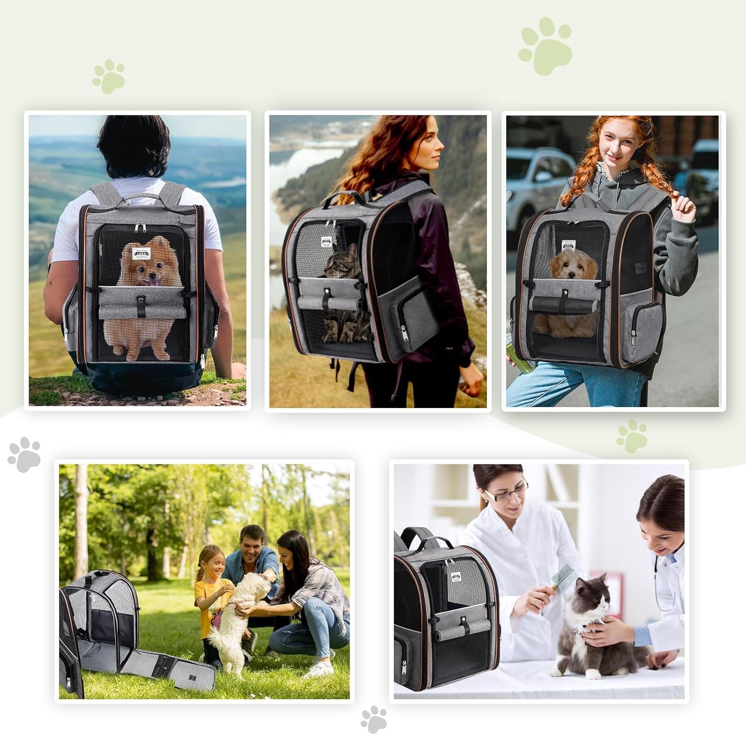 Cat Backpack Carrier Expandable Pet Carrier Backpack for Small Dogs Medium Cats Fit up to 18 Lbs, Dog Backpack Carrier, Foldable Puppy Backpack Carrier for Travel, Hiking, Outdoor Use
