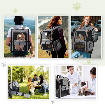 Cat Backpack Carrier Expandable Pet Carrier Backpack for Small Dogs Medium Cats Fit up to 18 Lbs, Dog Backpack Carrier, Foldable Puppy Backpack Carrier for Travel, Hiking, Outdoor Use