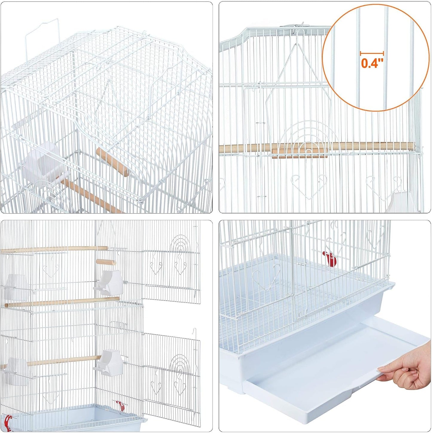 Yaheetech 64'' Open Top Bird Cage for Parakeets, Lovebirds, Finches | Detachable Rolling Stand, Easy Cleaning Slide-Out Tray, Feeder Doors, 1 Swing, 4 Perches, 4 Feeders, Indoor Outdoor Use
