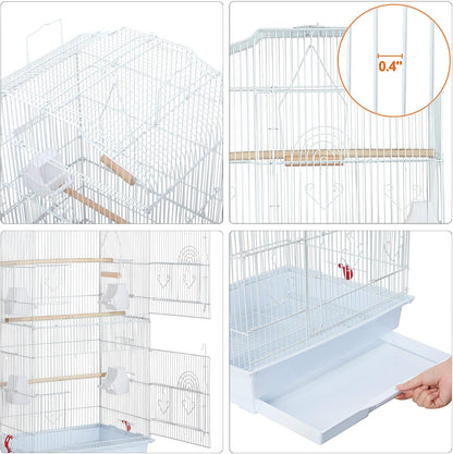 Yaheetech 64'' Open Top Bird Cage for Parakeets, Lovebirds, Finches | Detachable Rolling Stand, Easy Cleaning Slide-Out Tray, Feeder Doors, 1 Swing, 4 Perches, 4 Feeders, Indoor Outdoor Use