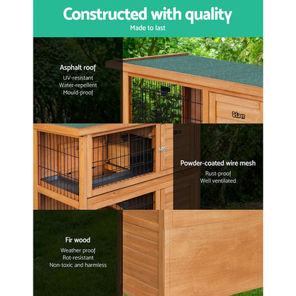 I.Pet Rabbit Hutch Chicken Coop Large Wooden House Run Cage Pet Hutch Bunny