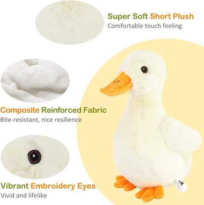 Squeak Plush Duck Dog Toy, Large 12'' Soft Stuffed Duck Pet Toys | Crinkle Paper Rattle Pet Biting Training Chew Toys Non-Toxic Plush Doll for Pets Dogs, Light Yellow/Orange