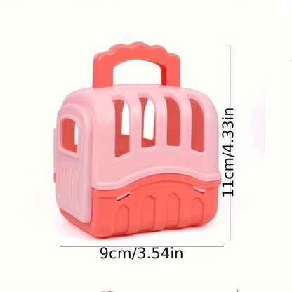 8Pcs/Set Cute Dog Pet Basket Family Toys Dog Doll Set Dog Cage Toys Scene Playing Toys Christmas Decoration Gifts