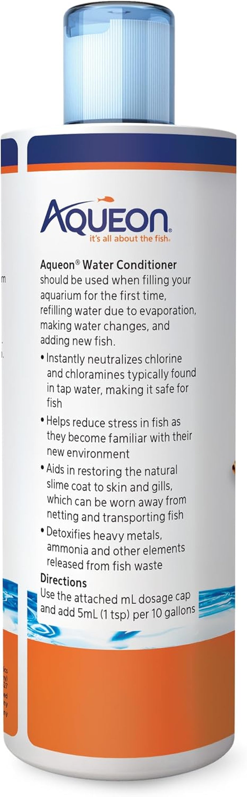Fish Tank Water Conditioner Bottle, 16 Oz | Water Conditioner for Aquarium Tank, Neutralizes Chlorine and Chloramines in Tap Water; Dosage Cap Included