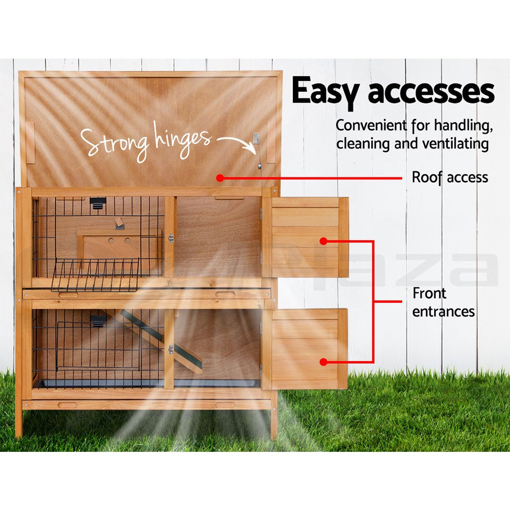 I.Pet Rabbit Hutch Chicken Coop Large Wooden House Run Cage Pet Hutch Bunny