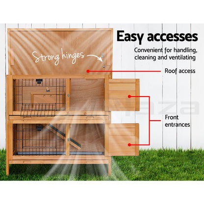 I.Pet Rabbit Hutch Chicken Coop Large Wooden House Run Cage Pet Hutch Bunny