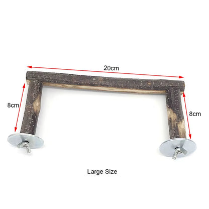 Natural Wood Pet Parrot Raw Wood Fork Tree Branch Stand Rack Squirrel Bird Hamster Branch Perches Chew Bite Toys Stick