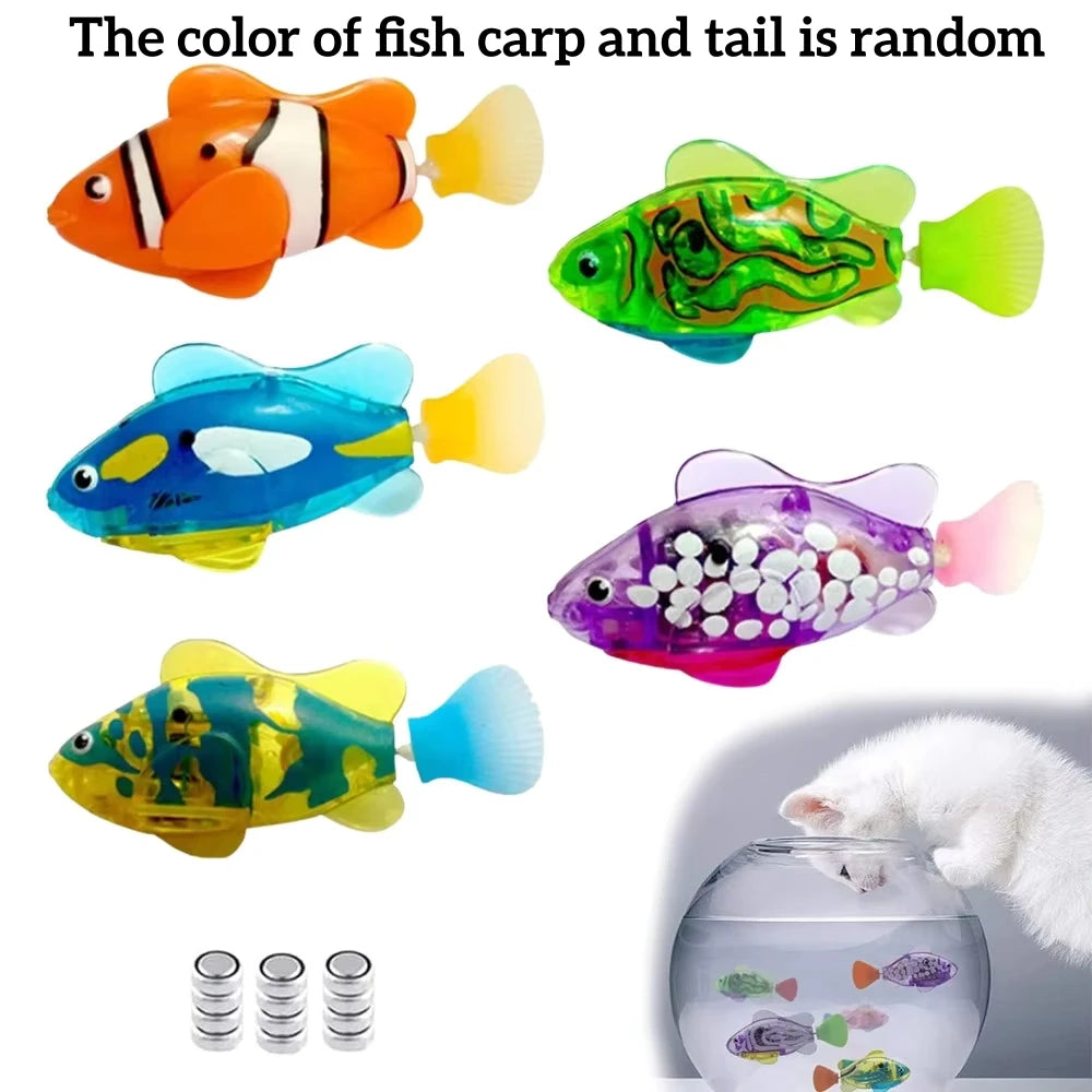 LED Interactive Swimming Robot Fish Toy for Cats - Stimulates Hunting Instincts with Glowing Motion