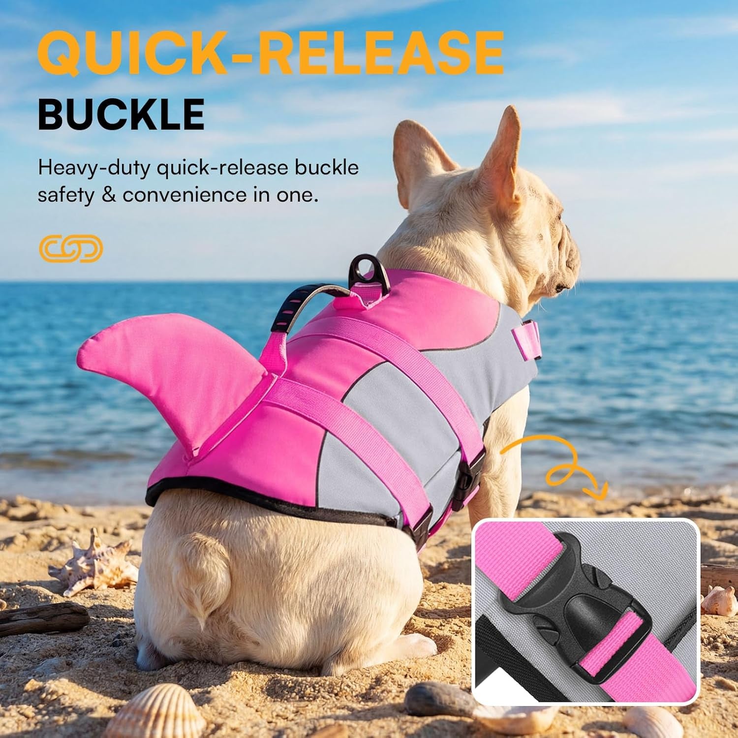 Dog Life Jacket, Cute Shark Dog Life Vest for Swimming & Boating | Dachshund Life Jacket Adjustable Jacket with Leash Ring & High Buoyancy & Durable Rescue Handle for Small Dogs Pink Shark XS