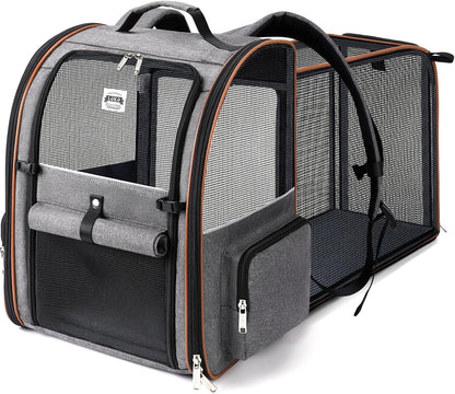 Cat Backpack Carrier Expandable Pet Carrier Backpack for Small Dogs Medium Cats Fit up to 18 Lbs, Dog Backpack Carrier, Foldable Puppy Backpack Carrier for Travel, Hiking, Outdoor Use
