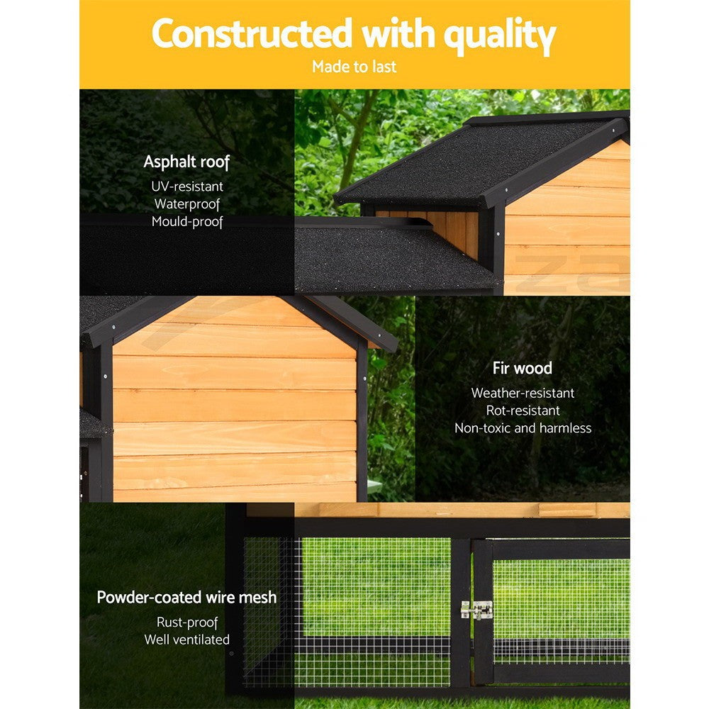 I.Pet Chicken Coop Rabbit Hutch Extra Large Run House Cage Wooden Bunny Outdoor