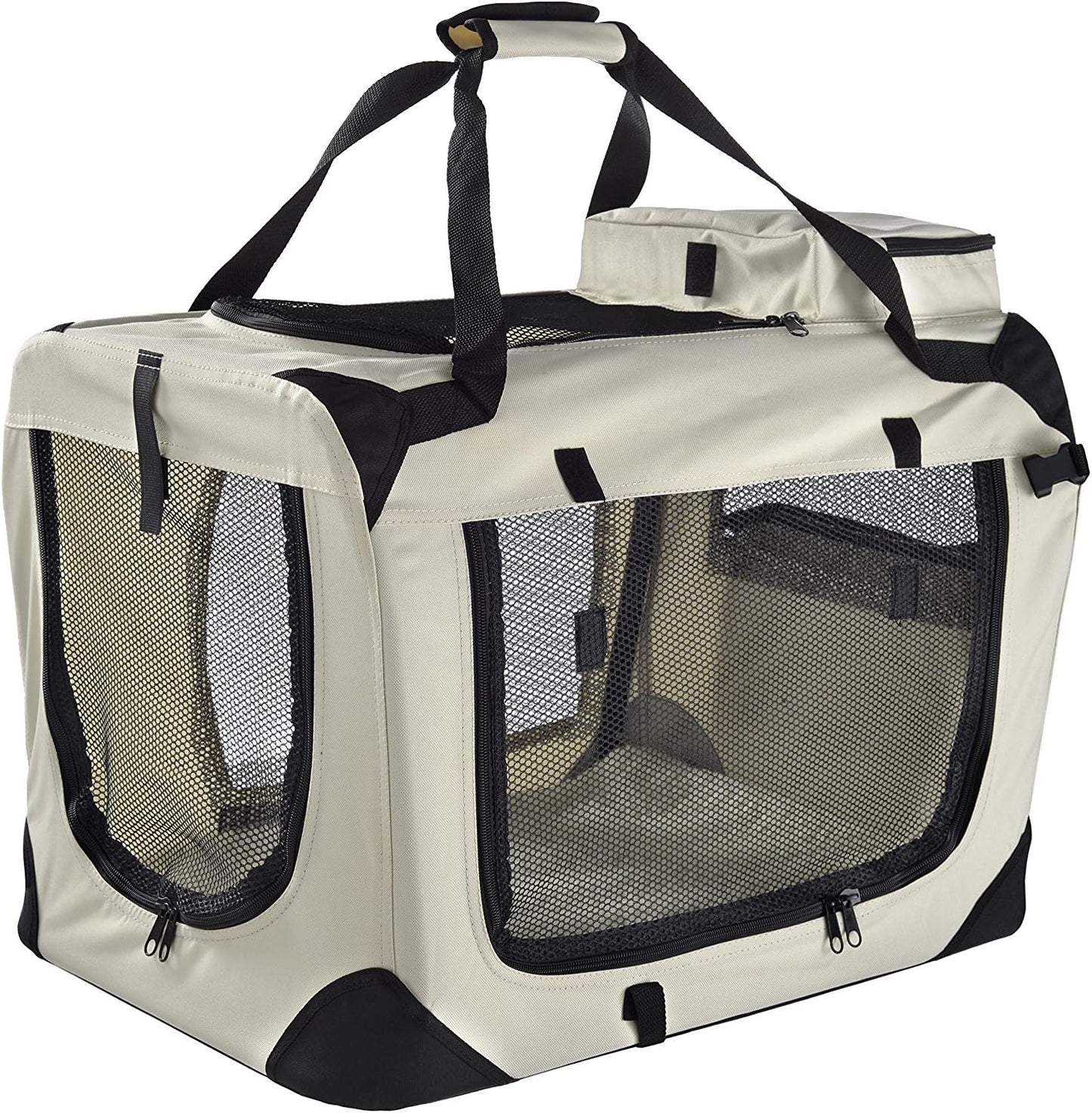 Soft-Sided Dog Travel Crate - Foldable, Breathable Pet Carrier for Small Dogs & Cats, Ideal for Car Travel & Home Use